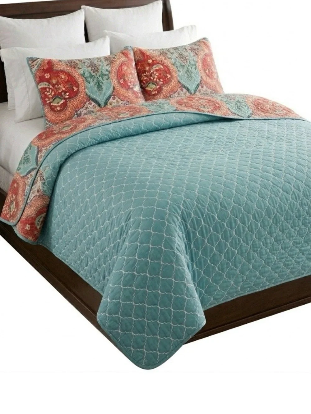 Reversible Paisley Quilt Set with 2 shams King- Home Bedding